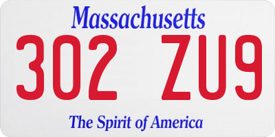 MA license plate 302ZU9