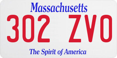 MA license plate 302ZV0