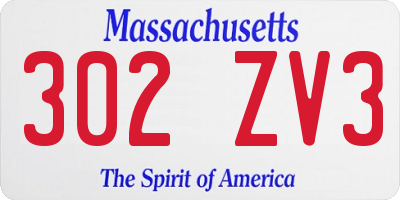 MA license plate 302ZV3