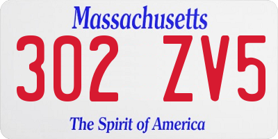 MA license plate 302ZV5