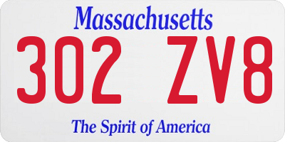 MA license plate 302ZV8