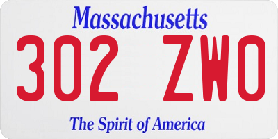 MA license plate 302ZW0