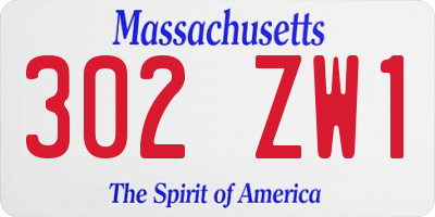 MA license plate 302ZW1