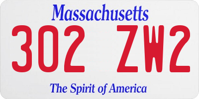 MA license plate 302ZW2