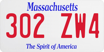 MA license plate 302ZW4
