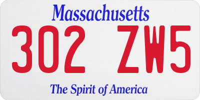 MA license plate 302ZW5