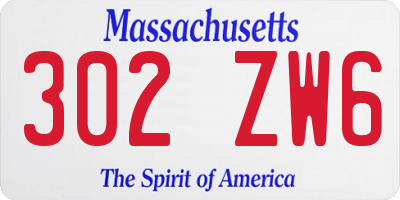 MA license plate 302ZW6
