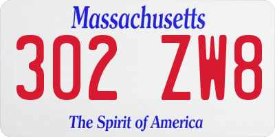 MA license plate 302ZW8