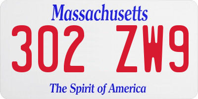MA license plate 302ZW9