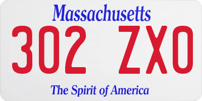 MA license plate 302ZX0