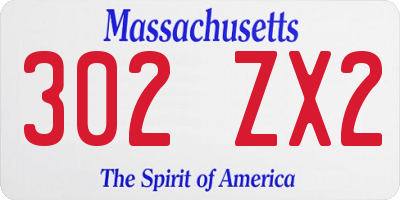 MA license plate 302ZX2
