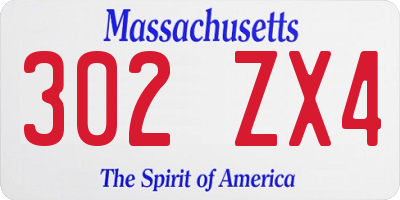 MA license plate 302ZX4