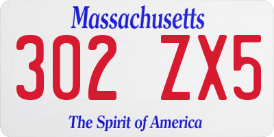 MA license plate 302ZX5