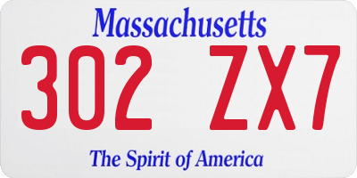 MA license plate 302ZX7