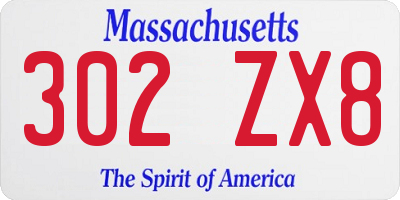 MA license plate 302ZX8