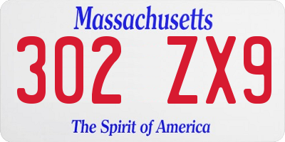 MA license plate 302ZX9