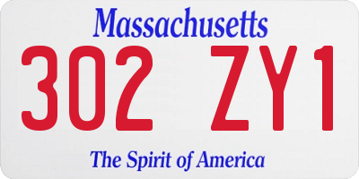 MA license plate 302ZY1
