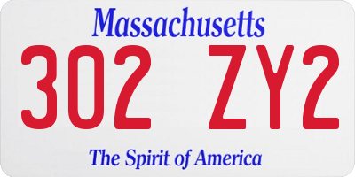 MA license plate 302ZY2