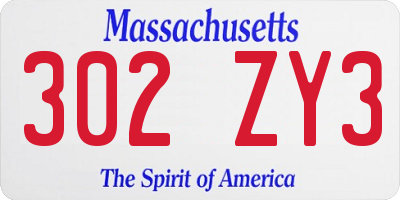 MA license plate 302ZY3