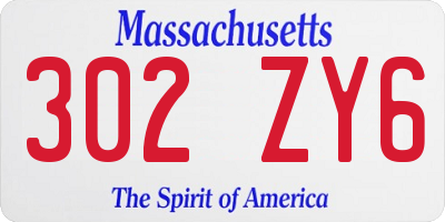 MA license plate 302ZY6