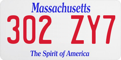 MA license plate 302ZY7