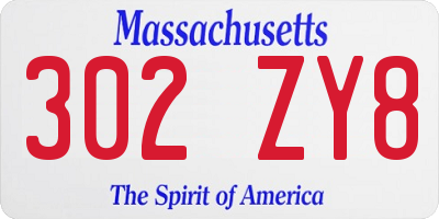 MA license plate 302ZY8