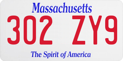MA license plate 302ZY9