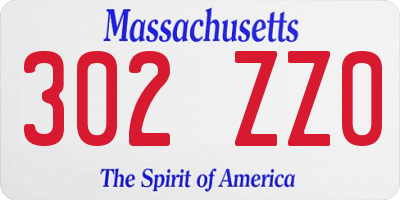 MA license plate 302ZZ0