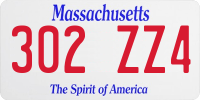 MA license plate 302ZZ4