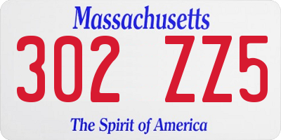 MA license plate 302ZZ5