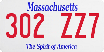 MA license plate 302ZZ7