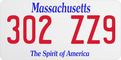 MA license plate 302ZZ9