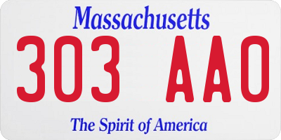 MA license plate 303AA0