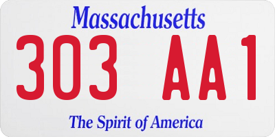 MA license plate 303AA1