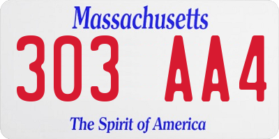 MA license plate 303AA4