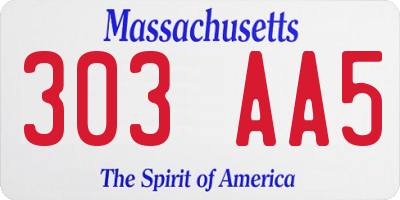 MA license plate 303AA5