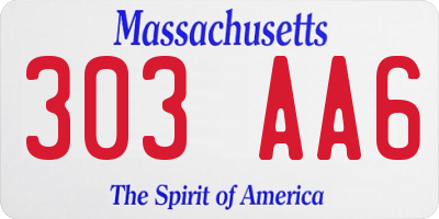 MA license plate 303AA6