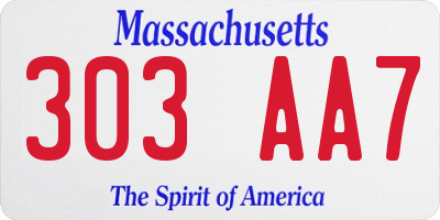 MA license plate 303AA7