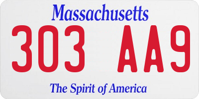 MA license plate 303AA9