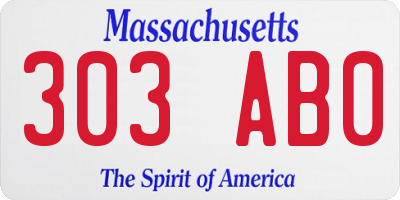 MA license plate 303AB0