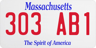 MA license plate 303AB1