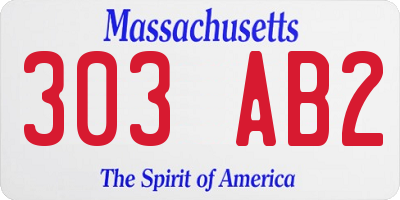 MA license plate 303AB2