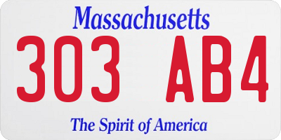 MA license plate 303AB4