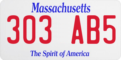MA license plate 303AB5