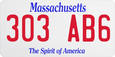 MA license plate 303AB6