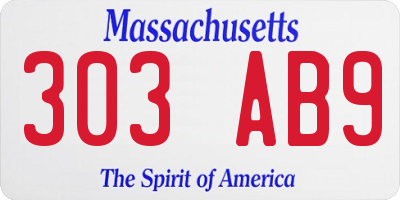 MA license plate 303AB9