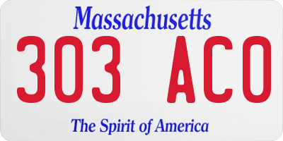 MA license plate 303AC0