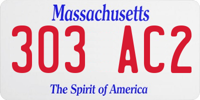 MA license plate 303AC2