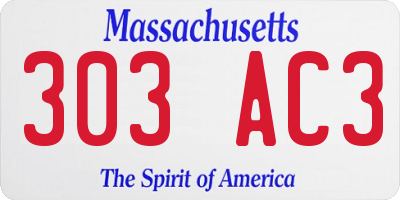 MA license plate 303AC3