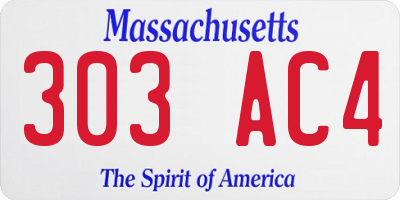 MA license plate 303AC4